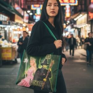 NWT Wicked Reusable Tote Bag Glinda & Elphaba  Souvenir Pink & Green collectors